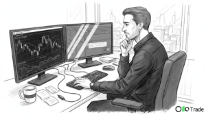 Trader at dual monitors using MetaTrader 4