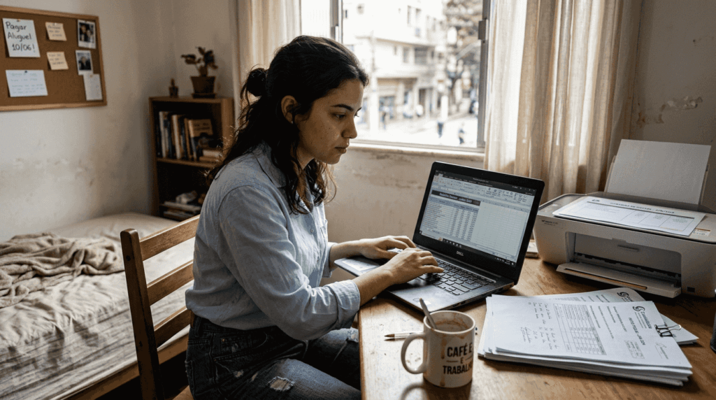 Pessoa começando o processo de abertura de conta para operar na bolsa