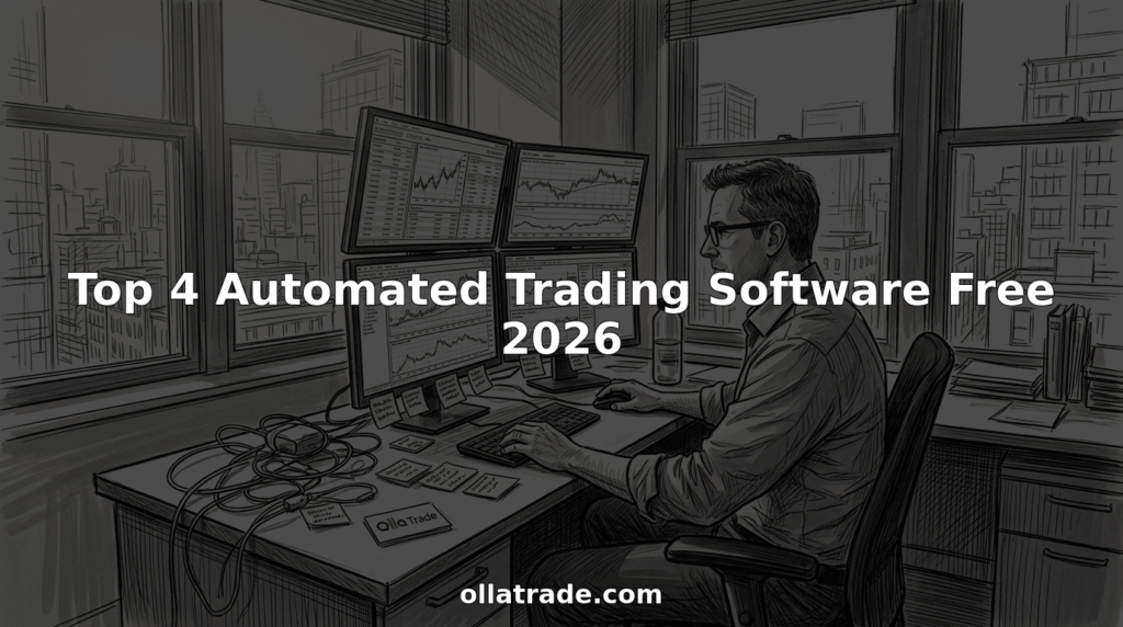 Trader using automated trading platform at desk