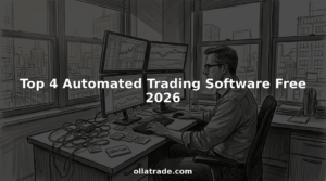 Trader using automated trading platform at desk