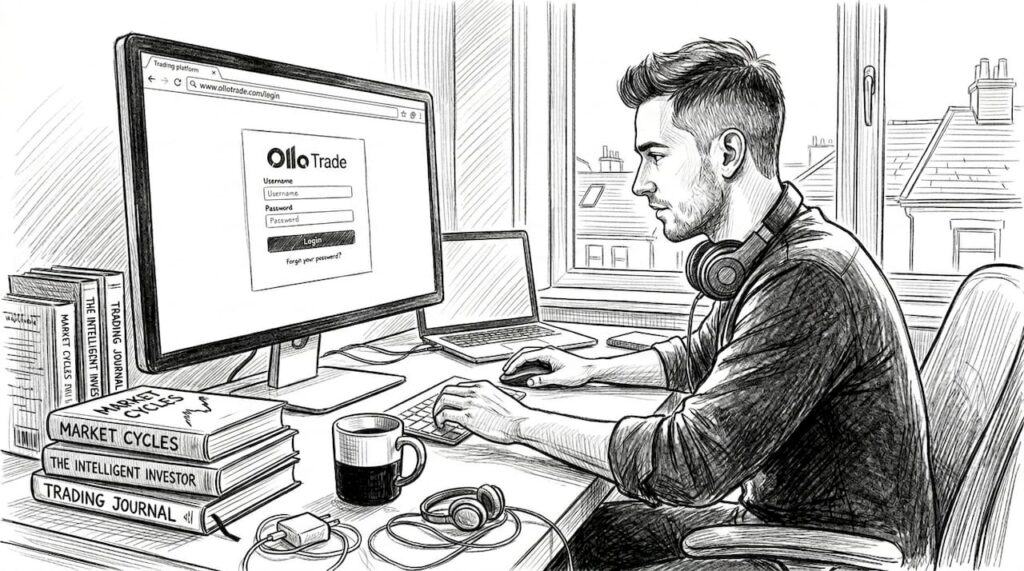 Home office trading platform setup scene