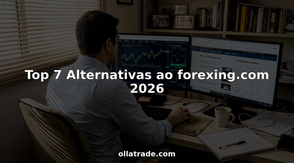 Investidor operando direto do home office, com dois monitores acompanhando o mercado em tempo real.