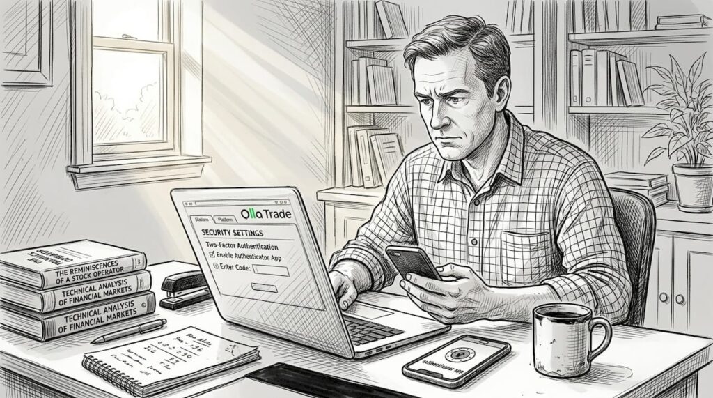 Trader enabling security on trading platform