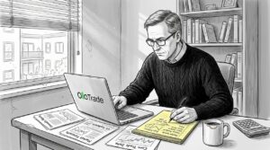 Trader reviewing commodities on home office desk