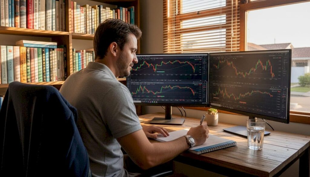 Profissional do mercado avaliando cenários para gerir riscos nos investimentos