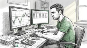 Trader monitoring forex scalping screens