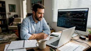 Investidor acompanha o desempenho dos índices direto de casa