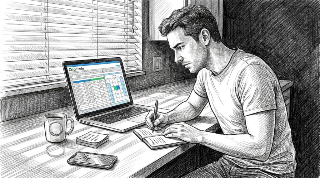 Trader setting goals in home workspace