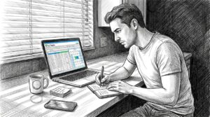 Trader setting goals in home workspace