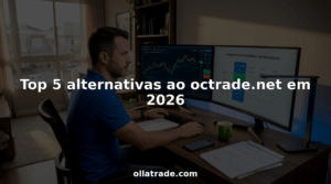 Pessoa analisando diferentes plataformas de investimentos em uma mesa de trabalho iluminada pelo sol em casa