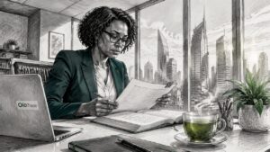 Compliance officer reviewing trading regulations